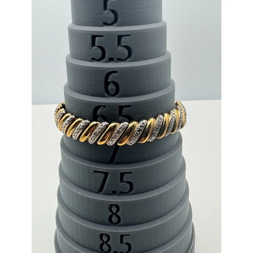 Vintage Tennis Bracelet Two Tone Diamond Cut Twisted Rope S Link - Picture 3 of 9
